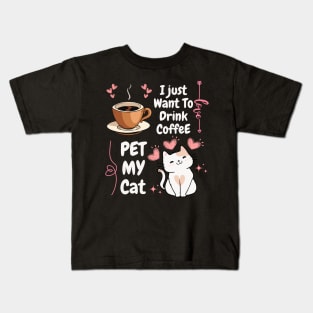 Coffee & Cat Vibes Ⅱ Kids T-Shirt